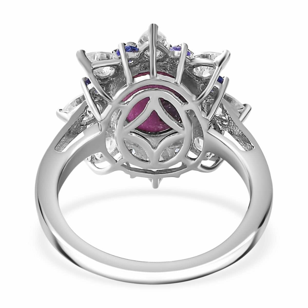 Rare Indian Star Ruby, Moissanite &TanzaniteStar Burst Ring - Picture 9 of 10